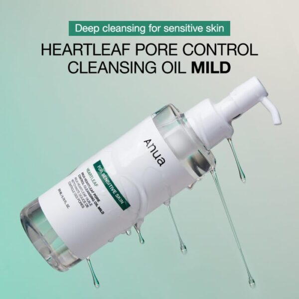 شوینده روغنی کنترل منافذ و تسکین دهنده آنوا مخصوص پوست های حساس Anua Heartleaf Pore Control Cleansing Oil Mild 1 700x700 1