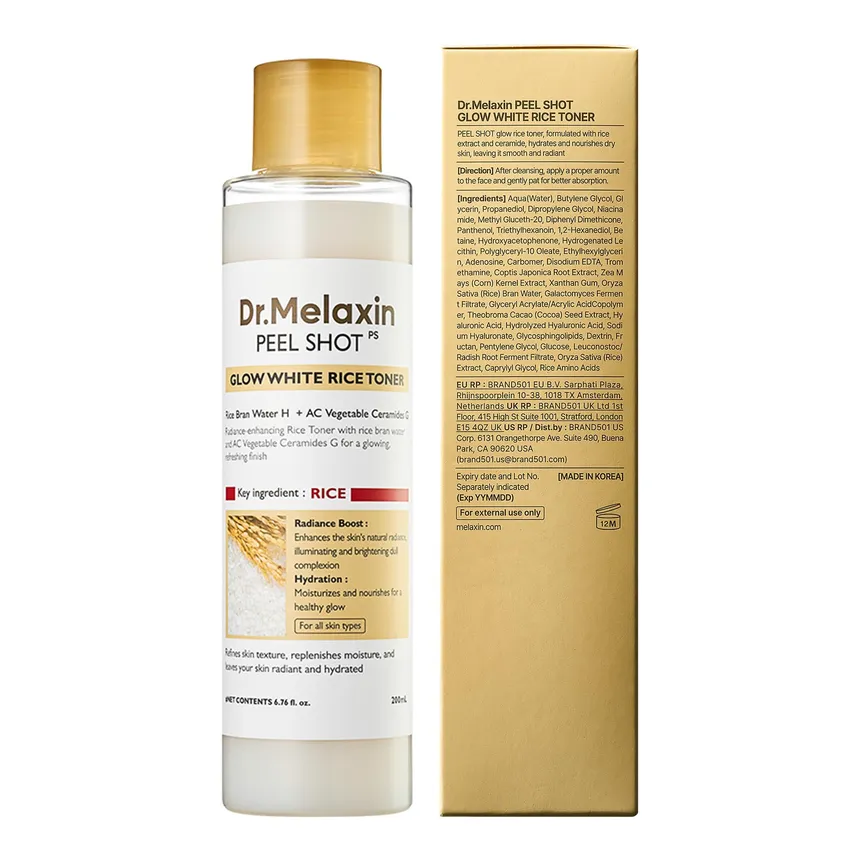 تونر پیلینگ شات برنج سفید دکتر ملاکسین (Dr.Melaxin Peel Shot Glow Rice Toner)