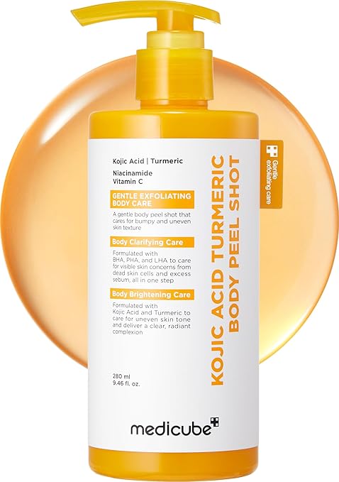 پیلینگ شات بدن کوجیک اسید و زردچوبه مدی کیوب 280 میل KOJIC ACID TURMERIC BODY PEEL SHOT