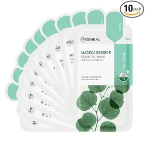 ماسک درمان جوش و التهاب مادکاسوساید مدی هیل Madecassoside Essential Sheet Mask [بسته 10تایی/تک ورقه ای]