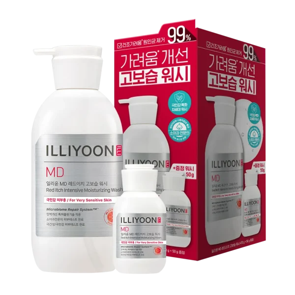 شوینده ضد خارش و آبرسان قوی ایلیون MD Red Itch (470 گرم+50 گرم)