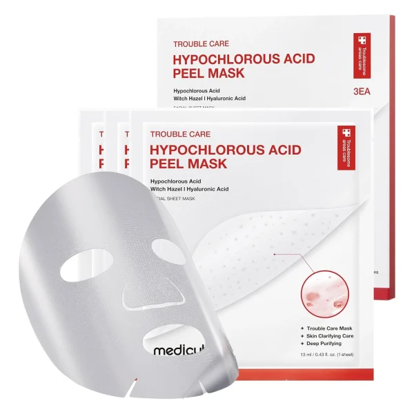ماسک هیپوکلروس اسید مدی کیوب (درمان فوری آکنه و تخلیه منافذ) Hypochlorous Acid Peel Mask [بسته 3 عددی]
