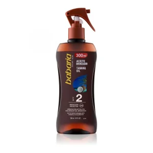 اسپری روغن برنزه کننده باباریا با حجم 300 میل و SPF2